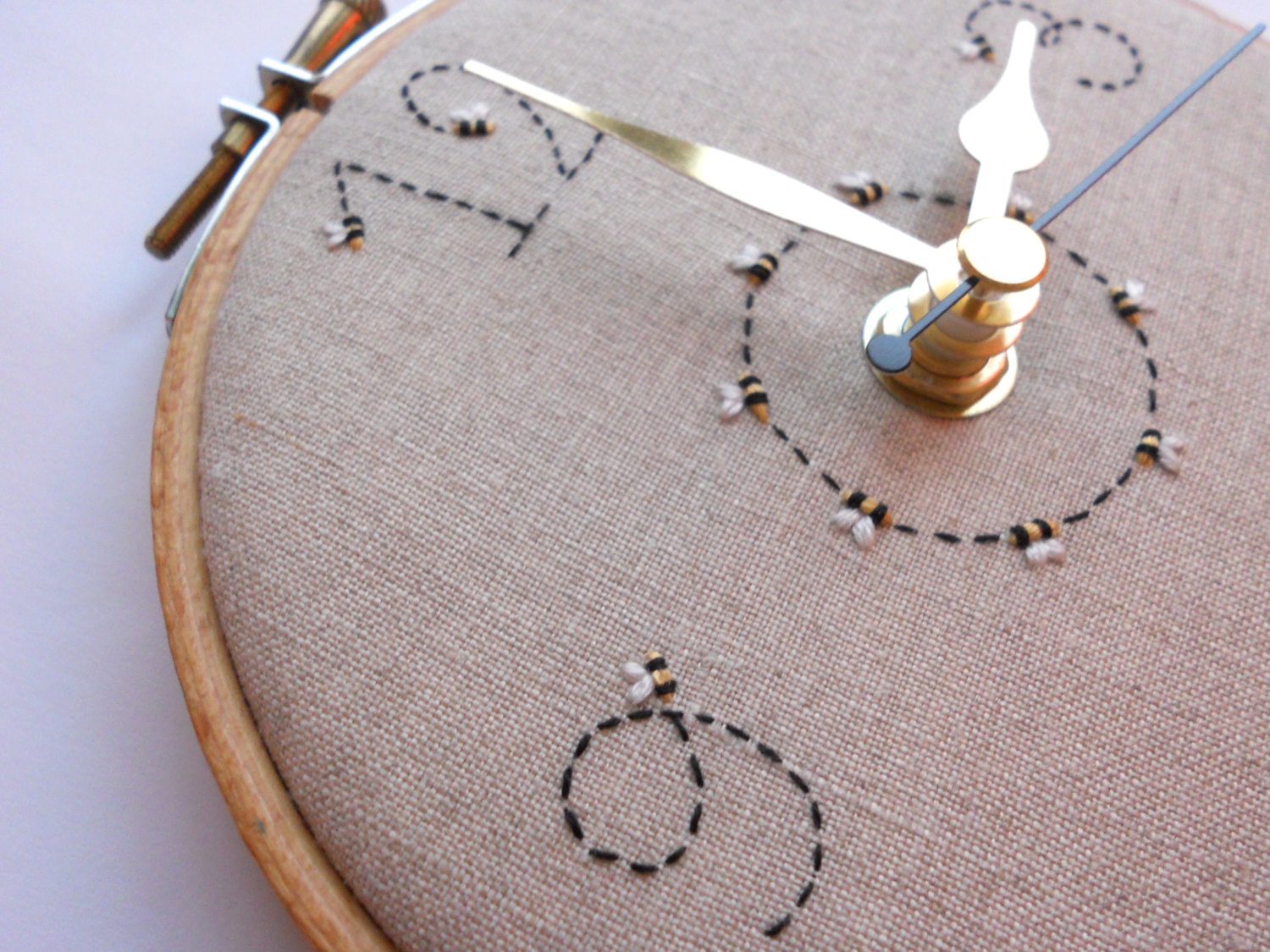 A Ring of Bees Hand Embroidered Wall Clock Supporting the BBKA