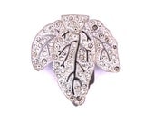Art Deco Rhinestone LEAF Dress Clip - CIRCA 1930