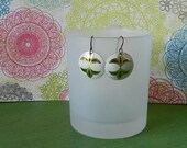 Circle vintage tin earrings in gold, green, and ivory