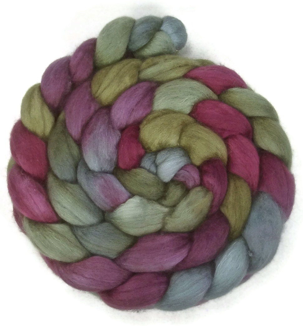 Handpainted Merino Silk 50/50 Wool Roving - 4 oz. ENCHANTED - Spinning Fiber