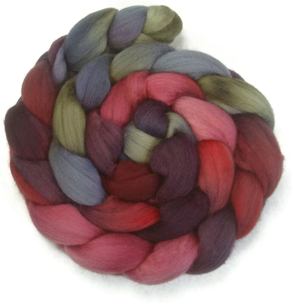 Handpainted Polwarth Wool Roving - 4 oz. GEMSTONE - Spinning Fiber