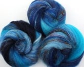 Orion batts -- (4 oz. per set)  bfl wool, tencel, latte silk, sari silk, angelina sparkle.