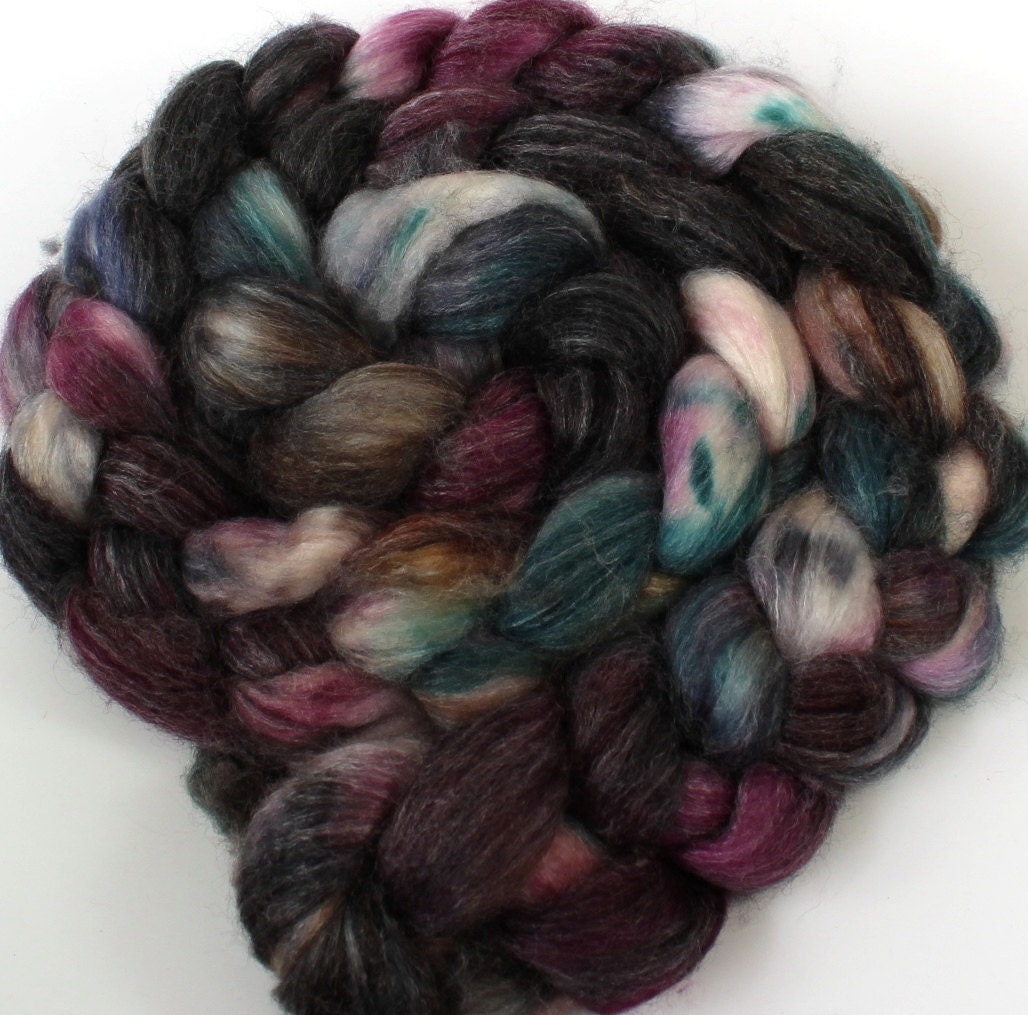 Blackwater - dyed Superwash Merino/bamboo/nylon top (4.2 oz.) roving