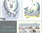 5x7 Narwhal Print - You Choose