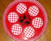 Vintage 1950s Kitschy Red Gingham Plaid Cocktail Tray