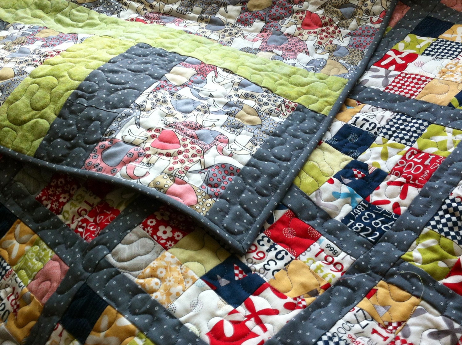 Modern quilt - An Elephant Never Forgets