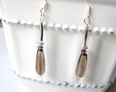 Smokey Quartz Dangle Earrings, Sterling Silver, Semi Precious Stone