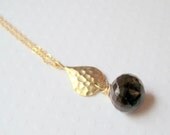 Cherry Chocolate Matte Gold Necklace, Gold Fill Chain, Solitaire Pendant, Semi Precious, Minimalist