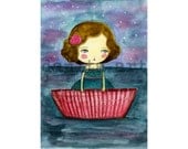 In The Sea Of Isabella - Giclee Reproduction Fom Original Mixed Media Collage Painting By Danita Art (8x10 Inches)