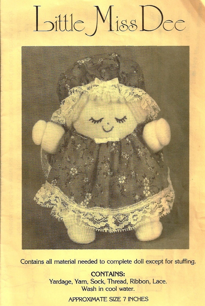70's Homespun Sock Doll Vintage Sewing Pattern and Sock 7"
