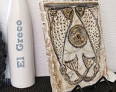 El Greco - Fish  Memory Tile Artifact Plaque - Coastal Greek Style Wall Art Decorative memory blocks, art tiles, perfect for home