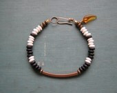 Black White Brass Bracelet- Tribal Inspired