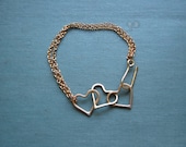 Linked Hearts Valentine Bracelet - Brass