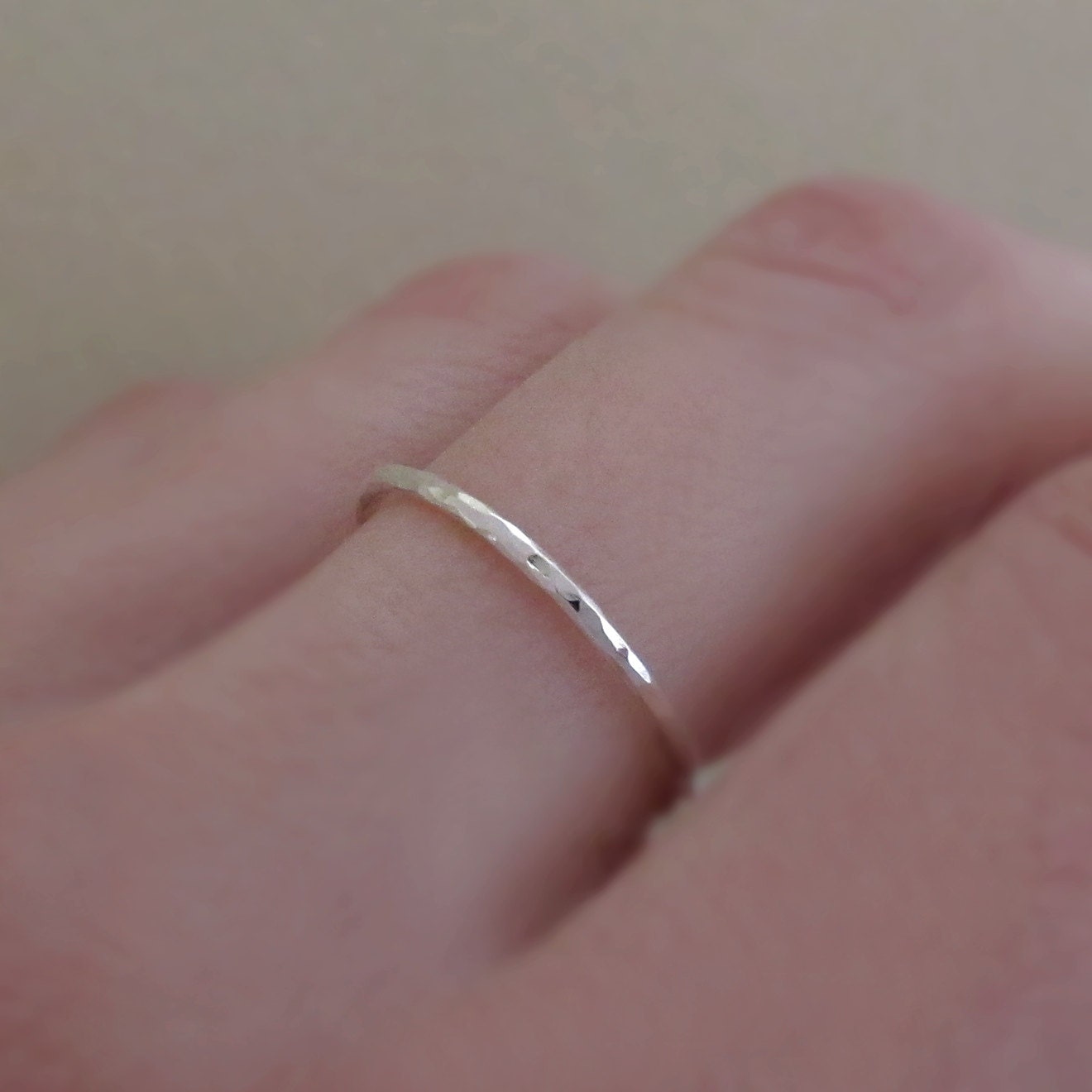 Sterling Silver Stacking Ring - Hammered - 1.3 mm