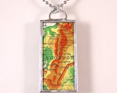 Ecuador Vintage Map Pendant Necklace