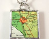 Lima Vintage Map Pendant Necklace