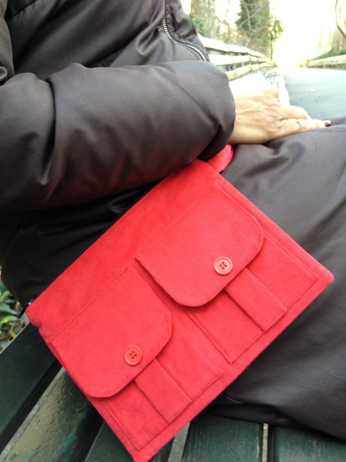 Corduroy Wallet Wristlet - Dorothy Wristlet in Red Corduroy