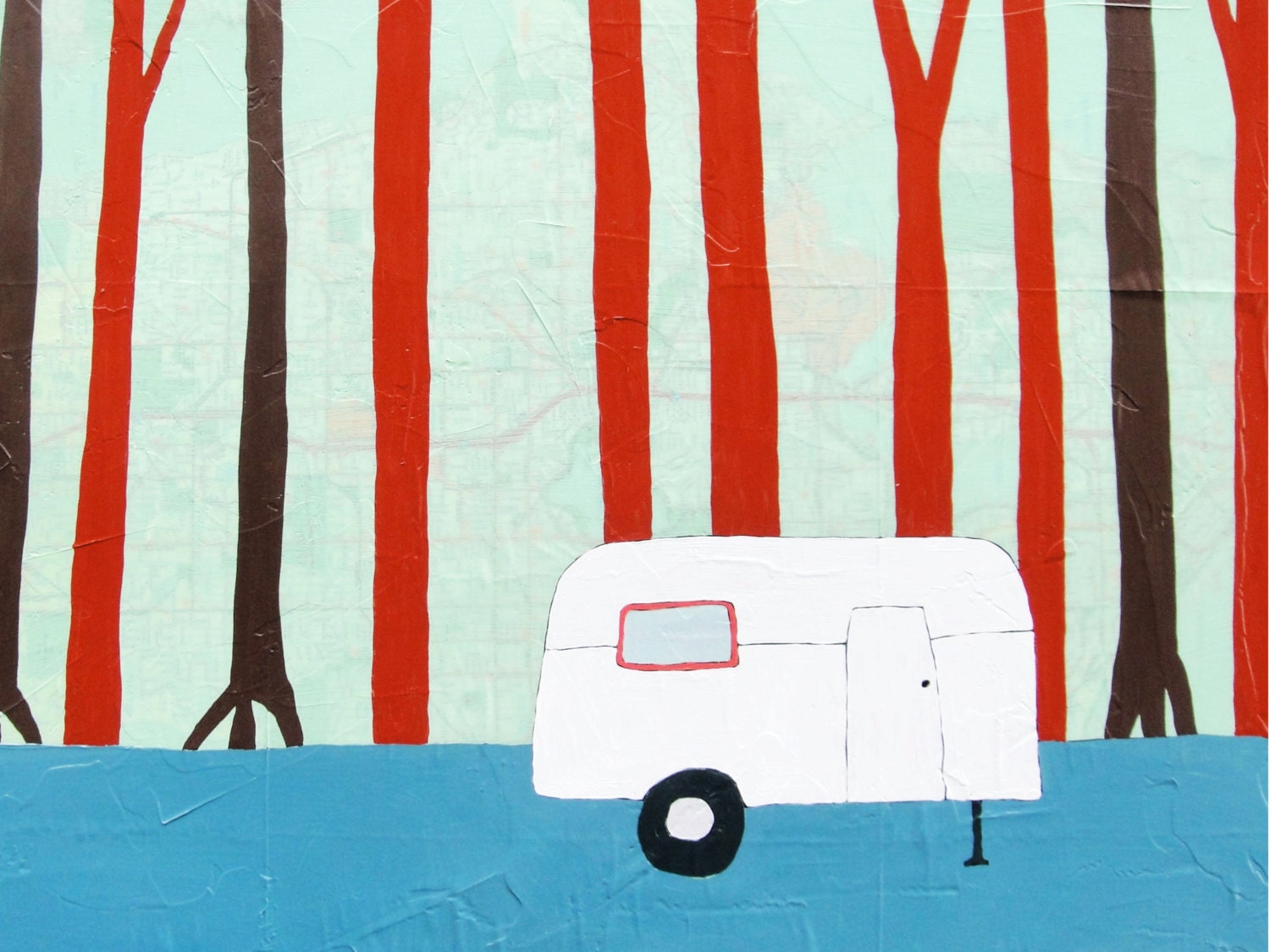 Lake City -11 x 14 Archival Print - Camper Art