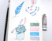 Field Note no 38  - Original Watercolor Painting