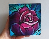 Rose Painting on Canvas- 5 x 5 x 1 inch