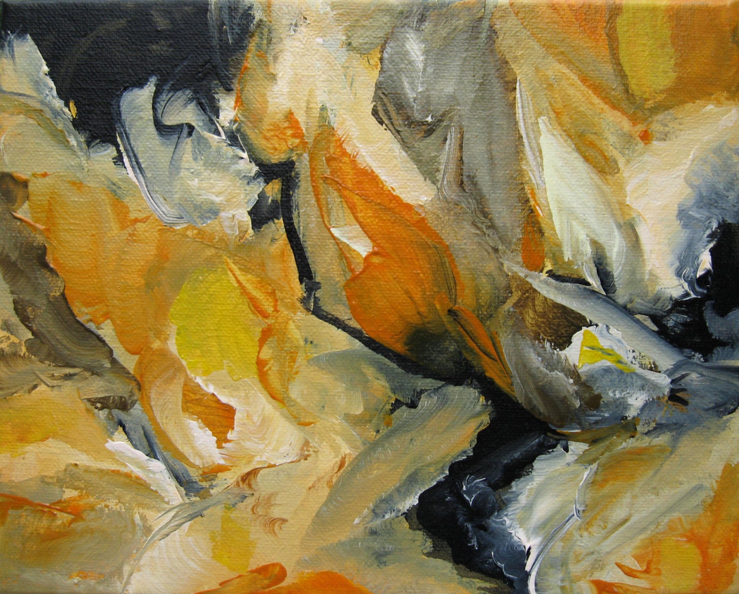 Musing62 Reproduction Print from Original Painting. Yellow Gray Black