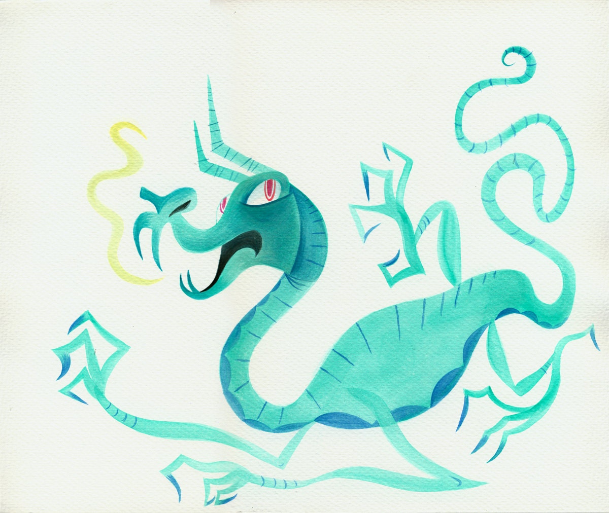 ORIGINAL painting Blue Dragon by Mike Gorman 11x14 gouache