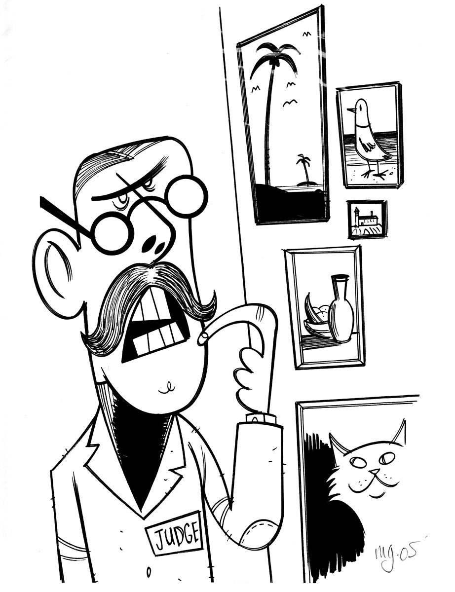 Art Critic original pen & ink drawing by Mike Gorman 8.75 x 11