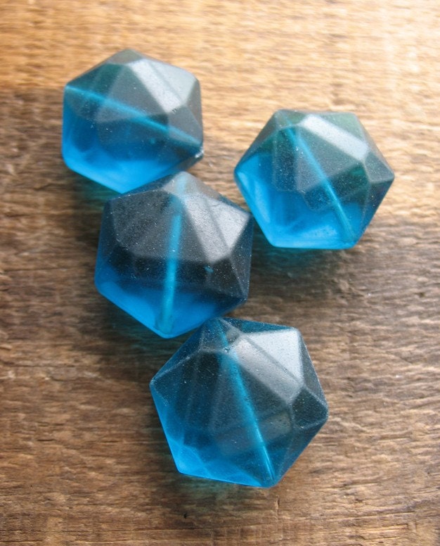 Matte Faceted Glass in Teal Blue