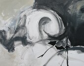 MOVING SALE - Abstract Painting Original Art Modern Expressionist Non Objective Black and White Acrylic Painting on Canvas by Linda Monfort