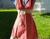 SALE Rusty Calico FLowers Patchwork Halter Dress Mini Dress