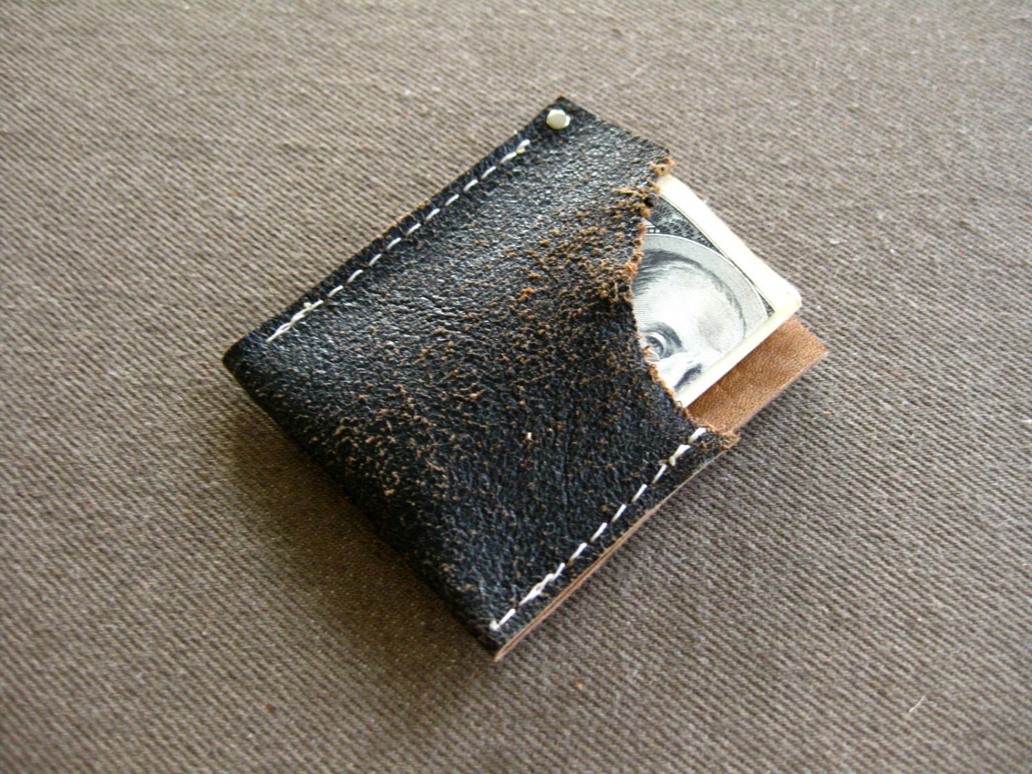 Pocket wallet - Distressed Macadam black leather