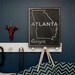 Black and White Art Atlanta City State Art Box- 11" x 14" Atlanta Map Art- Chalkboard Art-  Georgia State Print