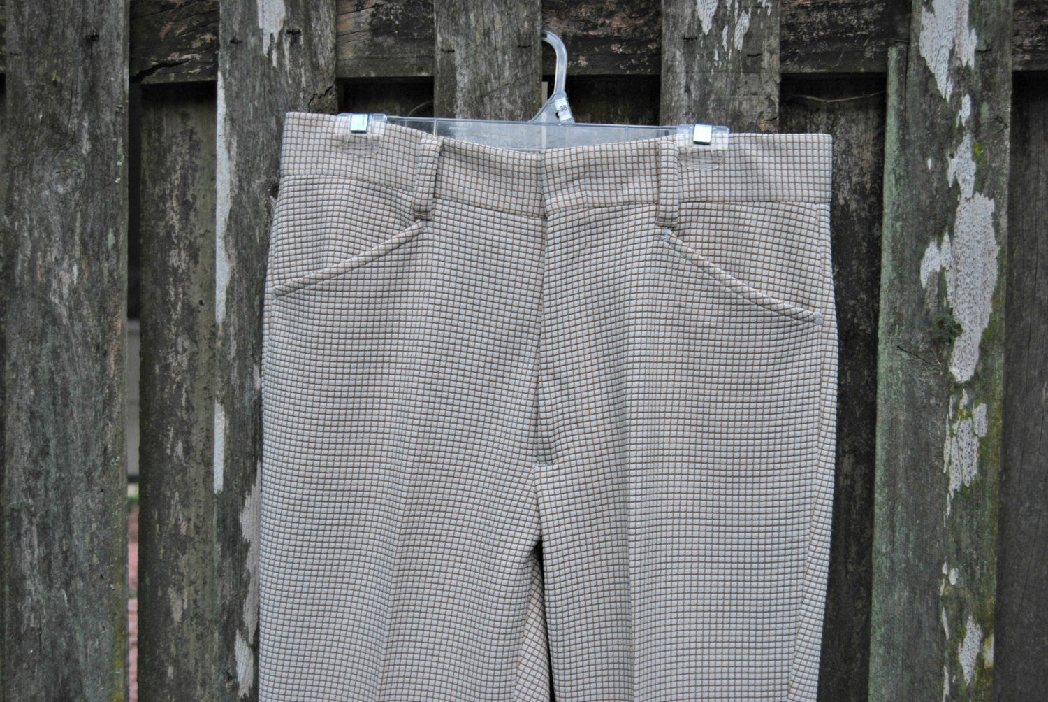 Men's Plaid 1970's Polyester Pants size 35 x 30