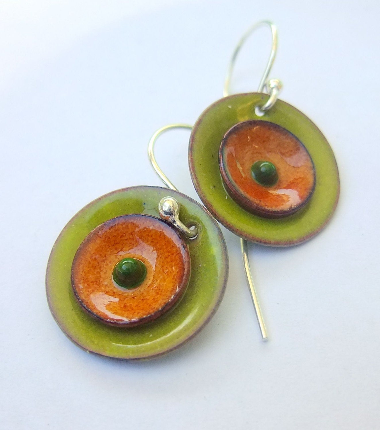 Citrus Twist - double layered disc enameled earrings