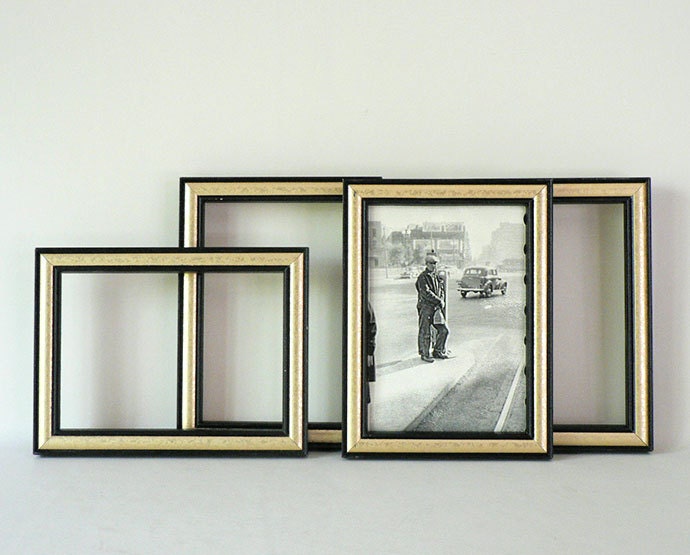 Set of Four Black Vintage Wood Frames