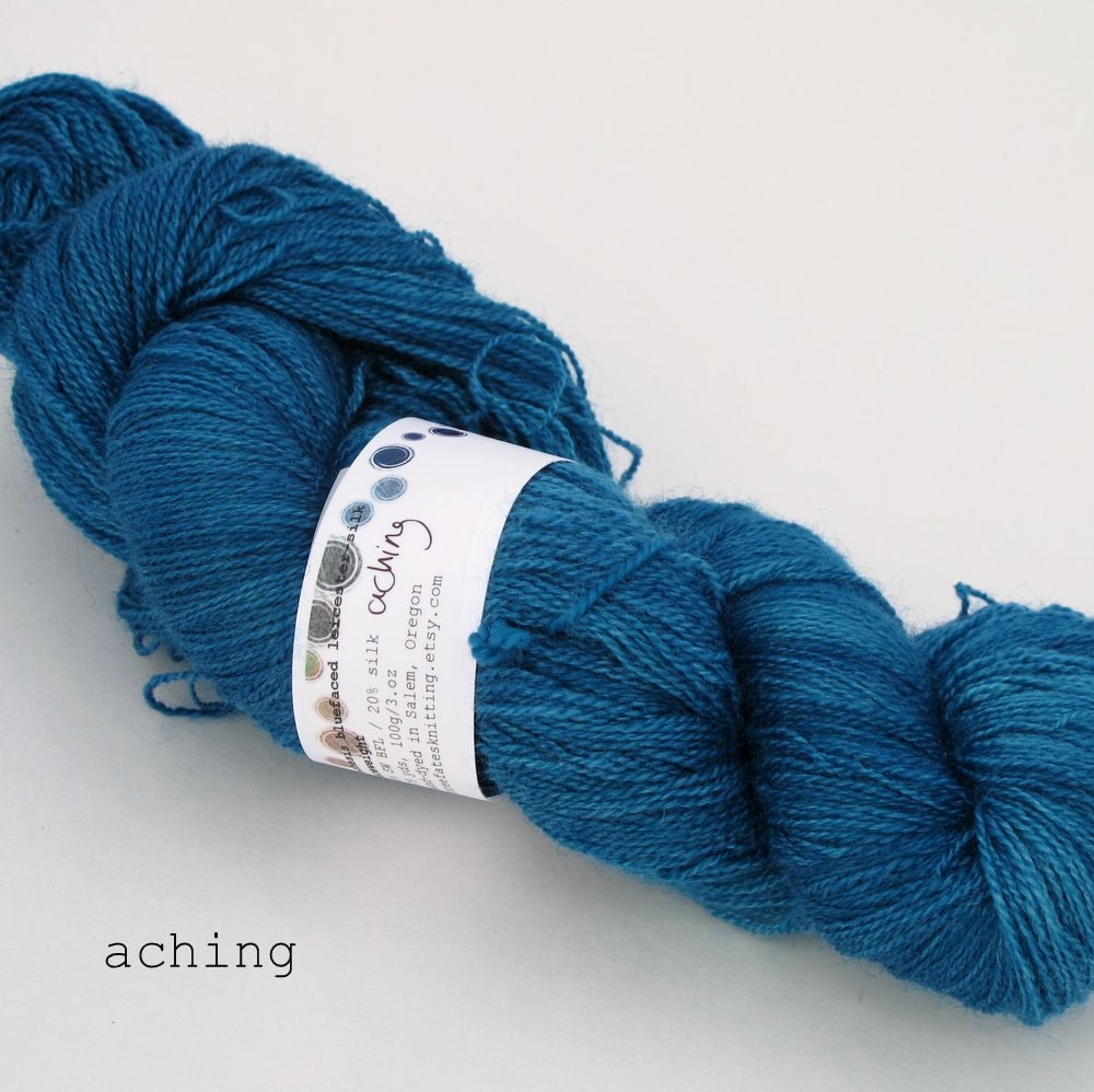 aching - hand dyed lachesis bluefaced silk laceweight (in stock)