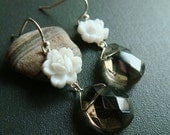 CLEARANCE . laylani . smoke . white and grey flower earrings