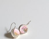 Simple Circle Recycled Plate Earring - Pink Black Yellow and White - Recycled China