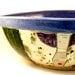 Big periwinkle purple handmade ceramic kitchen serving bowl with owl IN STOCK functional art color blocks