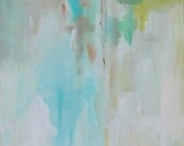 original abstract painting large 24x36 acrylic painting turquoise and white