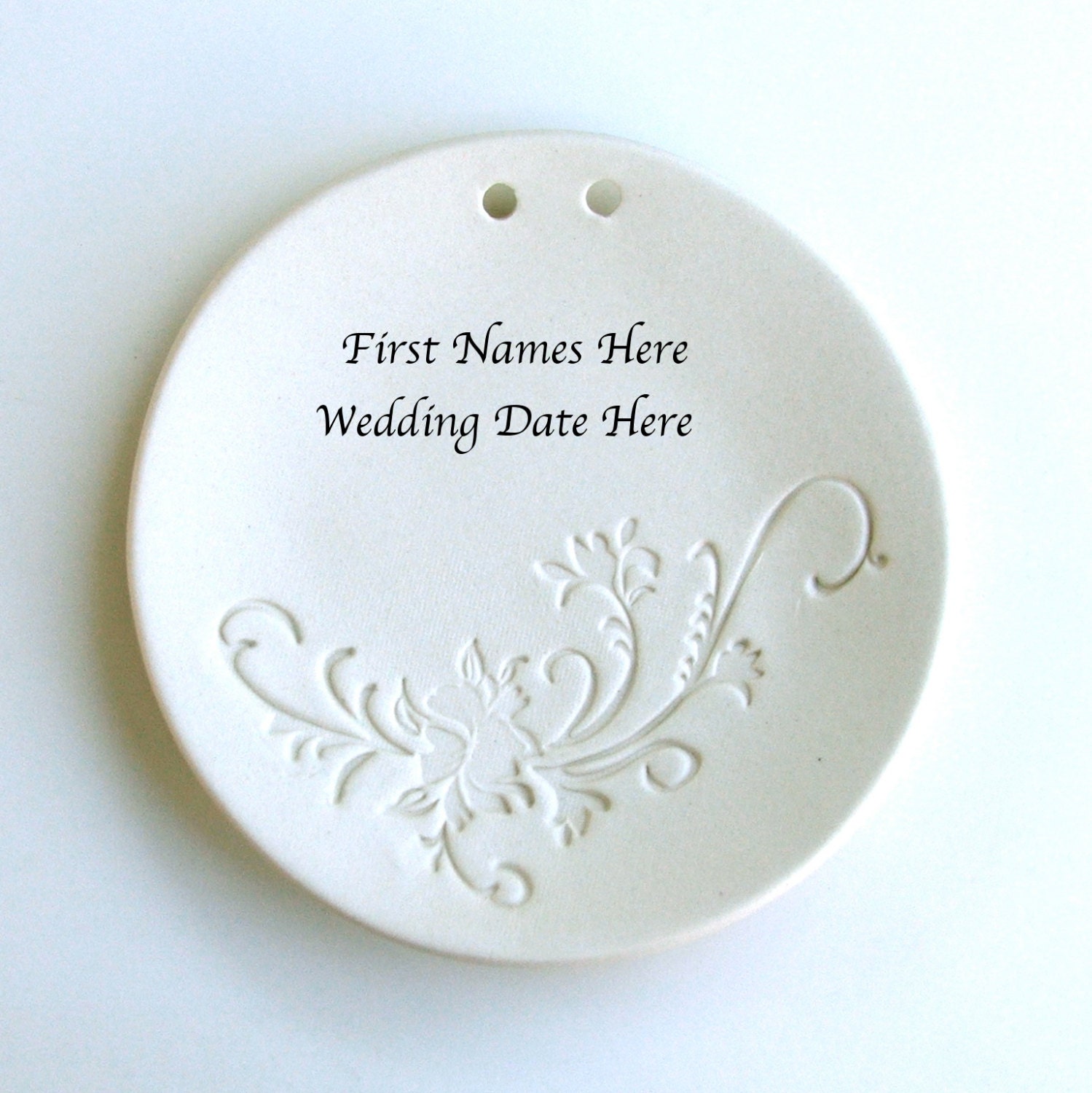 Ring Bearer Pillow,Custom Made with Names and Date, Hand Built Lacy Porcelain Wedding Ring Plate, Ceramic wedding ring holder