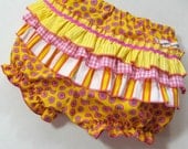 12 mo Ruffled Baby Bloomer Diaper Cover  in Bright Yellow Print
