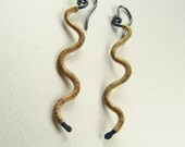 Two Toned Wire Wrapped Wave Dangle Drop Earrings