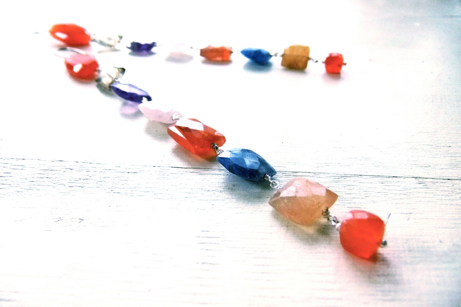 Rainbow LUXE Earrings Faceted Gemstone Super Long Carnelian Amethyst Prasiolite Moonstone Sterling Silver