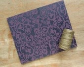 CUSTOM Coptic Guest Book 6 x 7.4 - Purple Navy Damask - 56 to 140 unlined pages