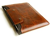 Felt and Leather iPad Case Waxed Cognac