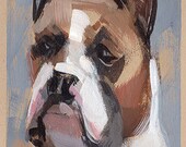 Original Painting Dog Animal Art Acrylic Sketch 3.5 x 5 on 5x7 - Boxer by David Lloyd