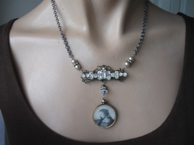 Stillpoint... vintage repurposed paste Renaissance Madonna necklace