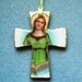 St. Cecilia Handmade Catholic Mini Wall Cross Crucifix Wood Resin Patron of Singers, Musicians, Poets