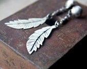 Dangling Feather Sterling Silver Earrings - Native or Navajo Earrings - Gypsy Sterling Silver Jewelry